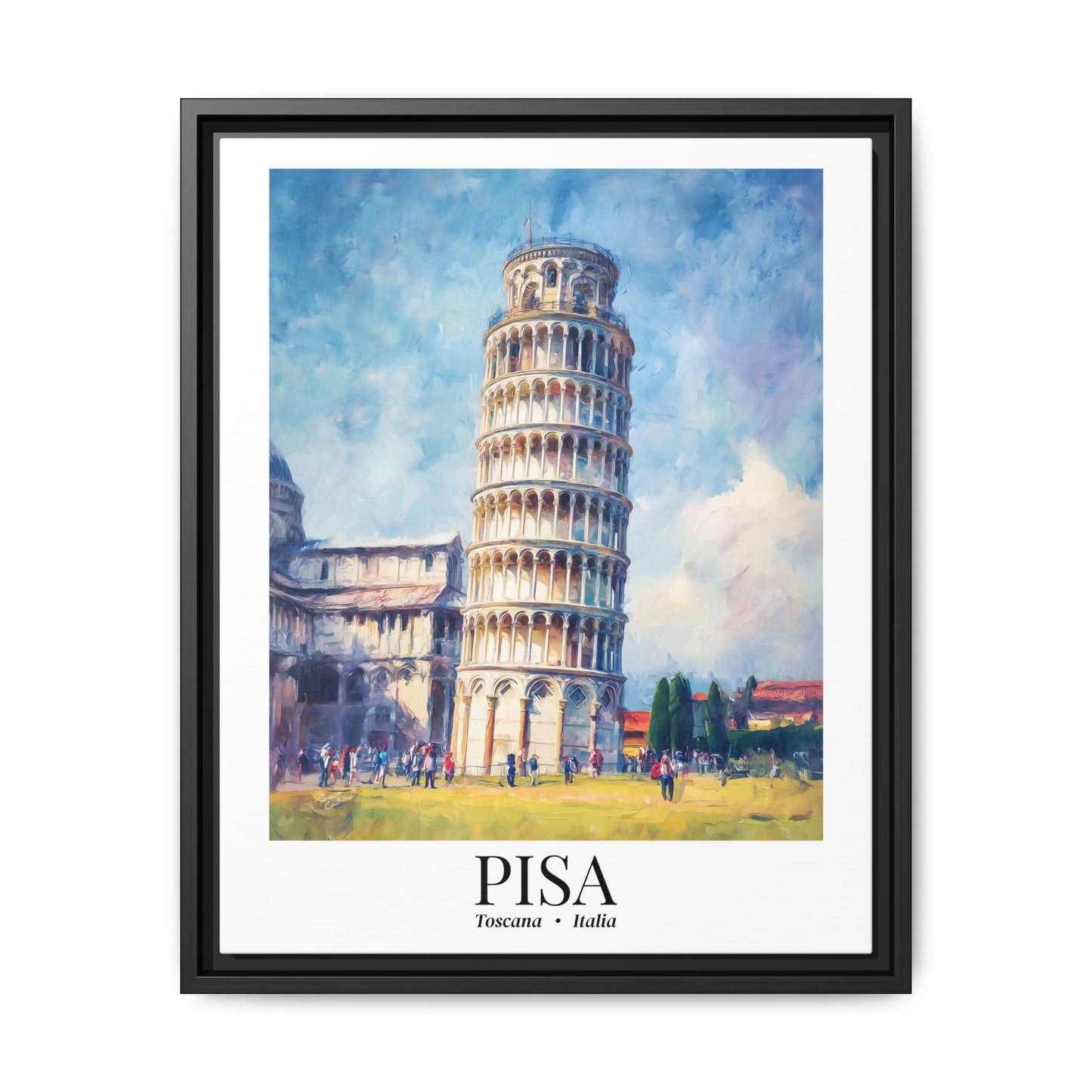 Pisa Framed Canvas Wall Art – Fine Art, Leaning Tower Print, Cruise Port Memory, Italy Travel Decor, Tuscan Gift for Architecture Lovers