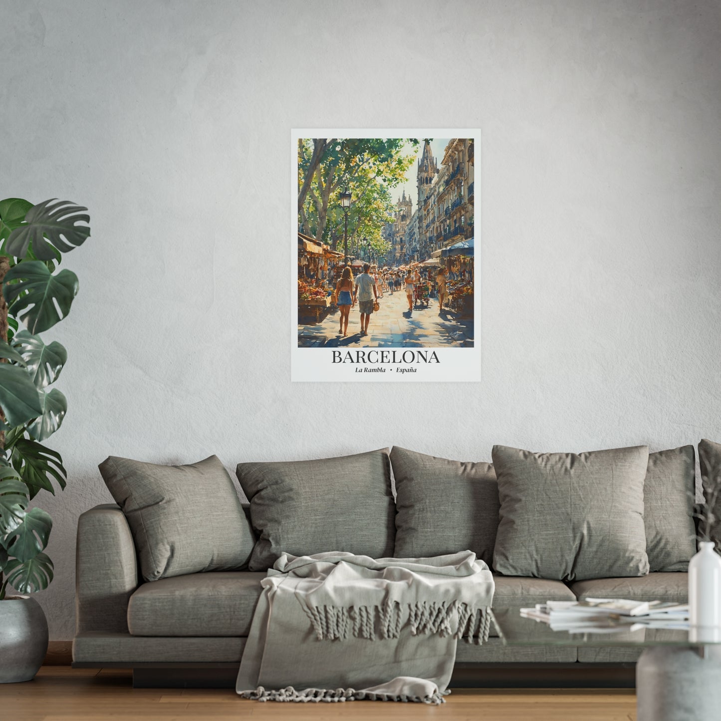 Barcelona Las Ramblas – Fine Art Poster Print, Spanish Cruise Ship Port Wall Art, Iconic Promenade Decor