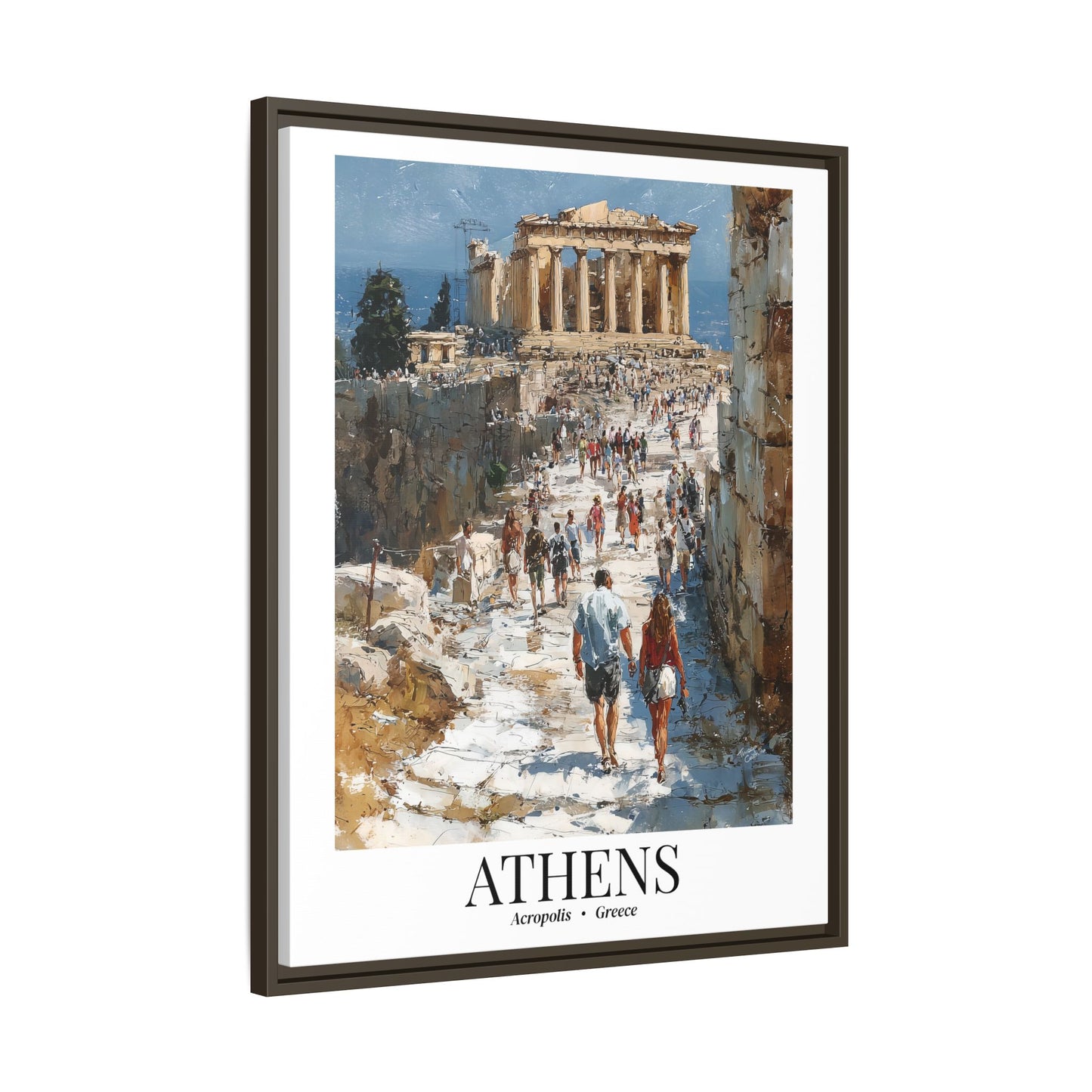 Athens Framed Canvas Wall Art – Fine Art, Acropolis Print, Travel Memory, Greece Wall Decor, Nature-Inspired Gift
