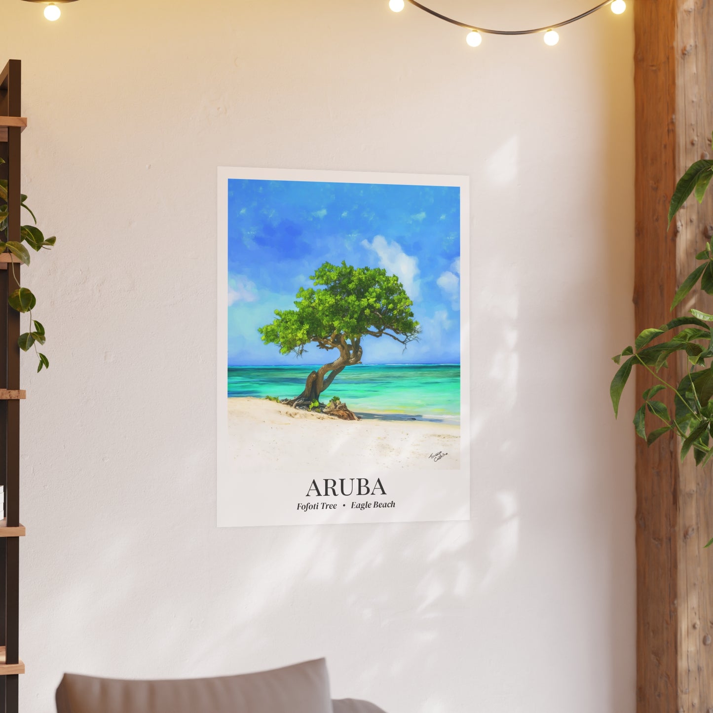 Aruba Fine Art Print – Eagle Beach Poster, Caribbean Travel Memory, Fofoti Tree Wall Decor, Island Souvenir