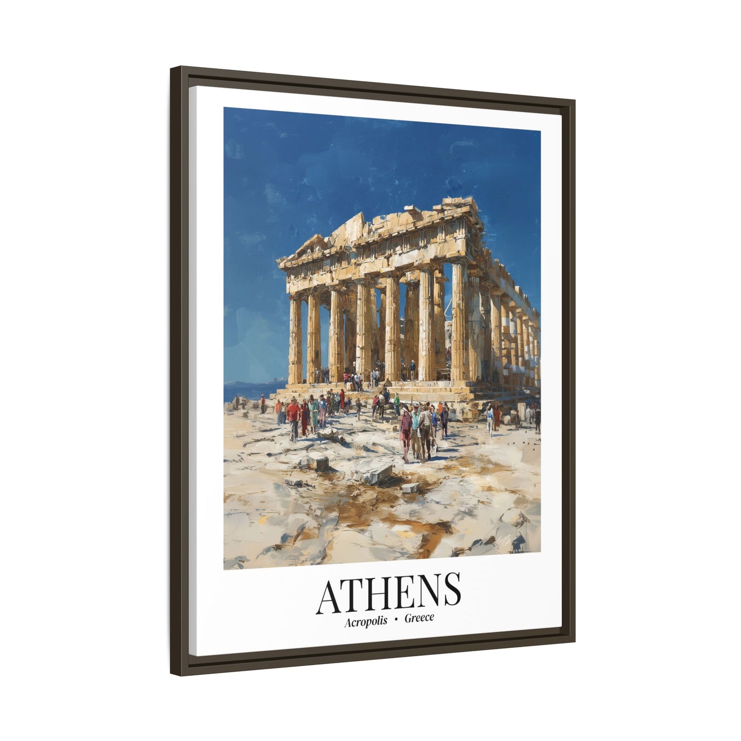 Athens Framed Canvas Wall Art – Fine Art, Parthenon Hill Acropolis Print, Travel Memory, Greece Wall Decor, Nature-Inspired Gift