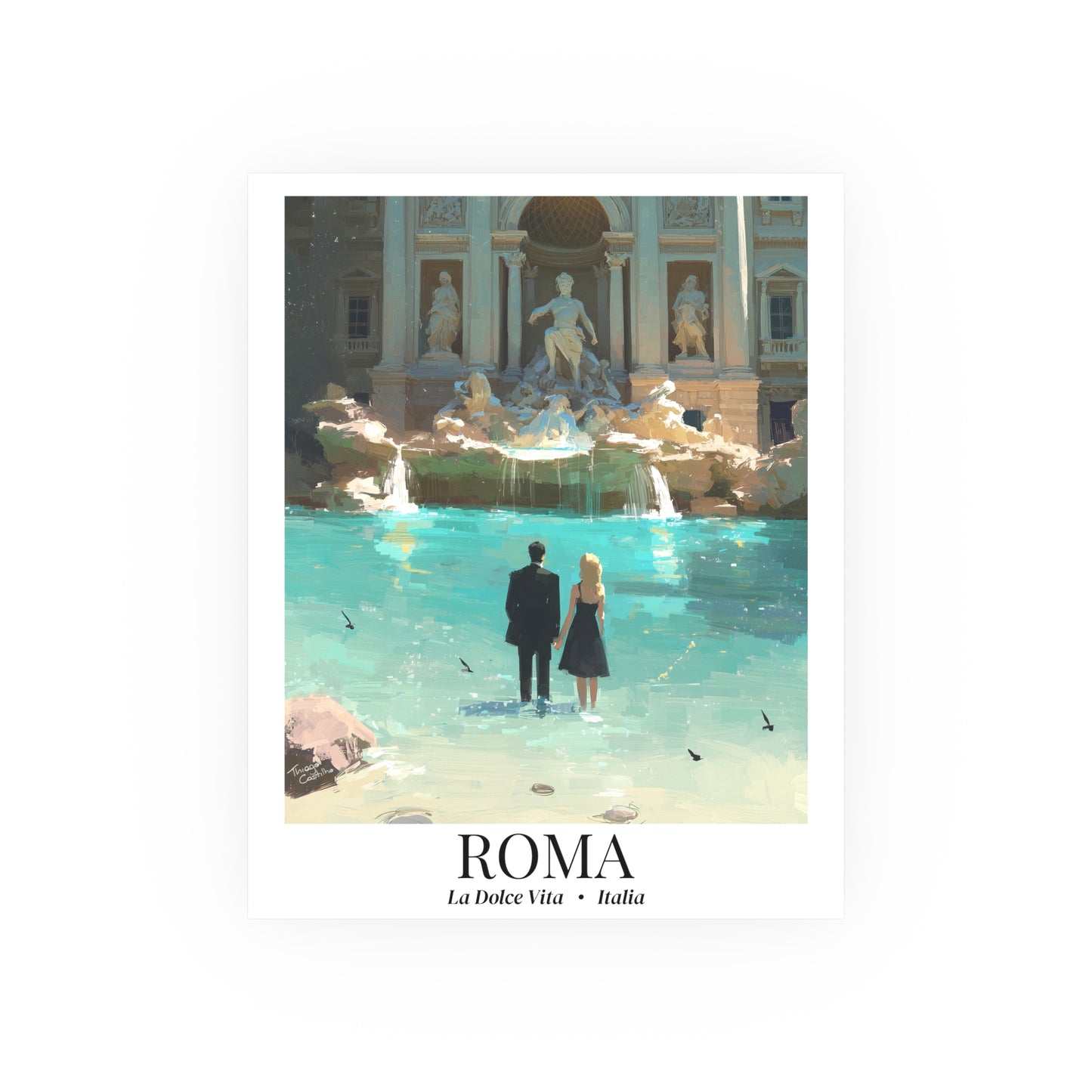 Rome Fontana di Trevi – Fine Art Poster Print, Italian Cruise Ship Port Wall Art, La Dolce Vita Landmark Decor