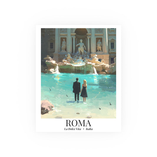 Rome Fontana di Trevi – Fine Art Poster Print, Italian Cruise Ship Port Wall Art, La Dolce Vita Landmark Decor