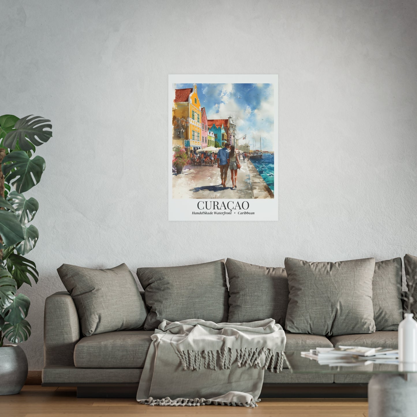 Curaçao Fine Art Print – Handelskade Waterfront Poster, Caribbean Travel Memory, Shared Wall Decor, Willemstad Souvenir