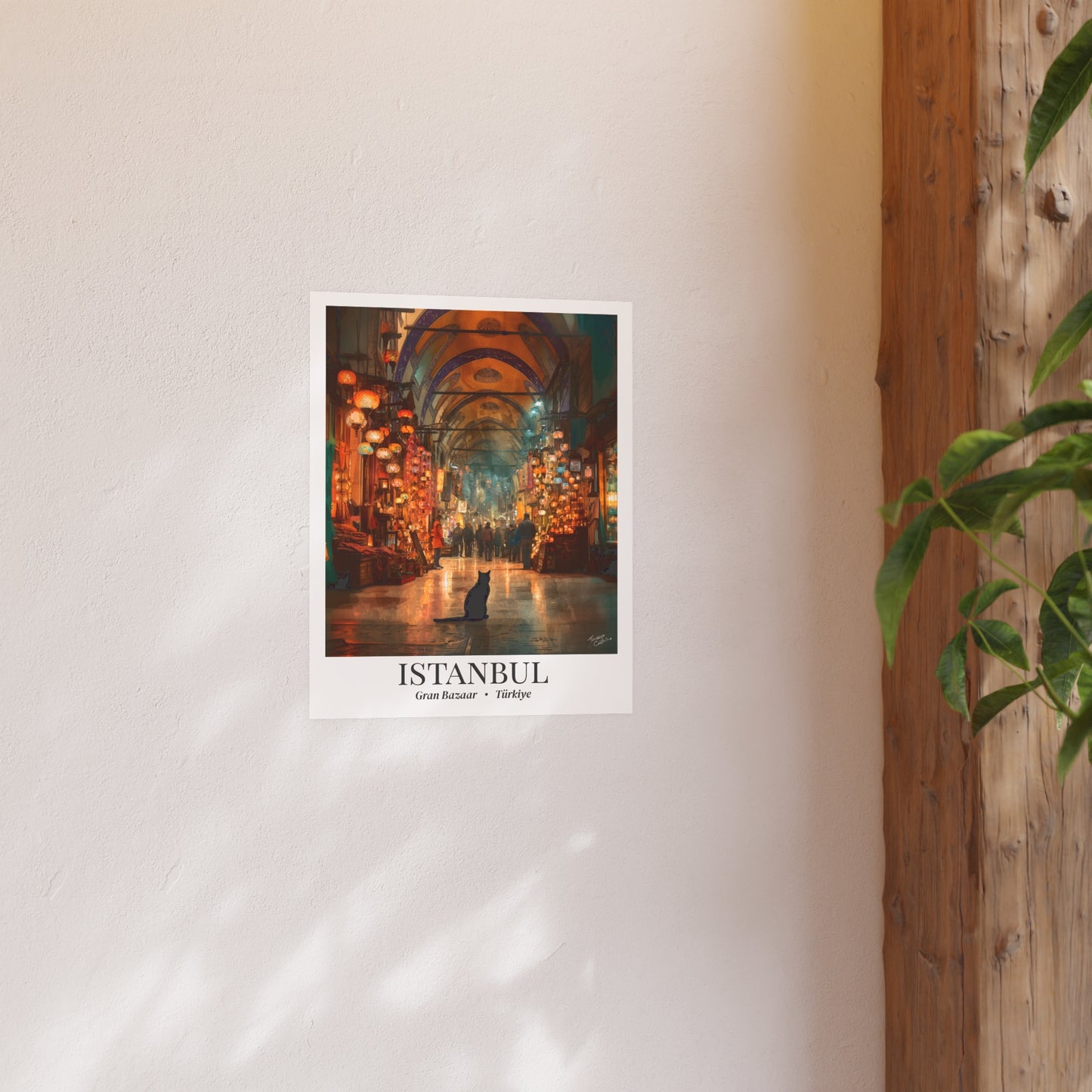 Istanbul Fine Art Print – Grand Bazaar Poster with Cat, Türkiye Travel Memory, Shared Wall Decor, Cultural Souvenir