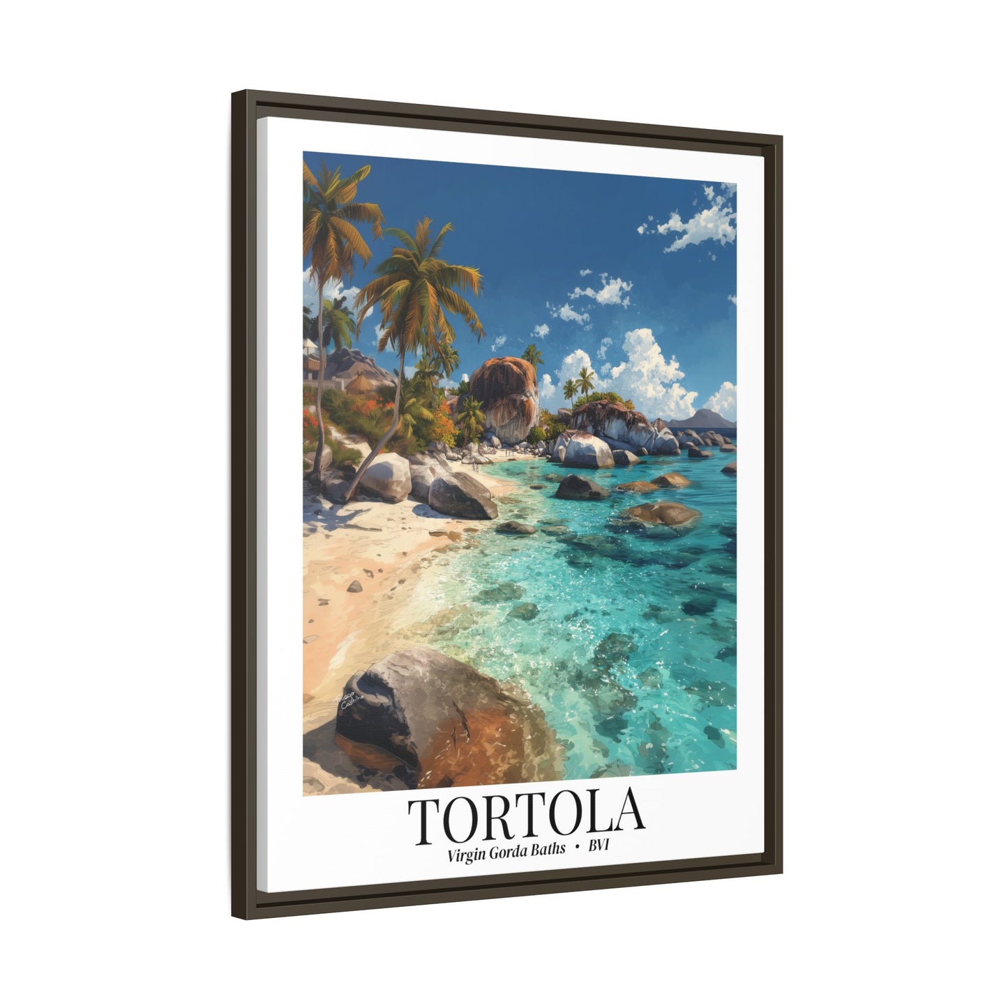 Tortola & Virgin Gorda The Baths – Fine Art Framed Canvas Print, British Virgin Islands Cruise Ship Wall Art, Exotic Rock Formations & Tropical Adventure