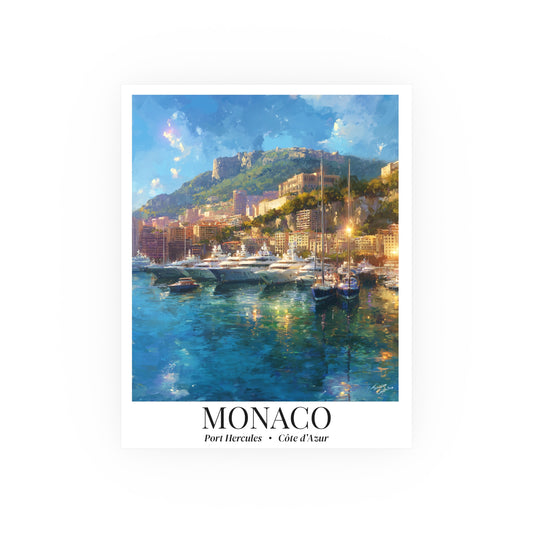Monaco Port Hercule – Fine Art Poster Print, Riviera Cruise Ship Wall Art, Glamour & Yachts Decor