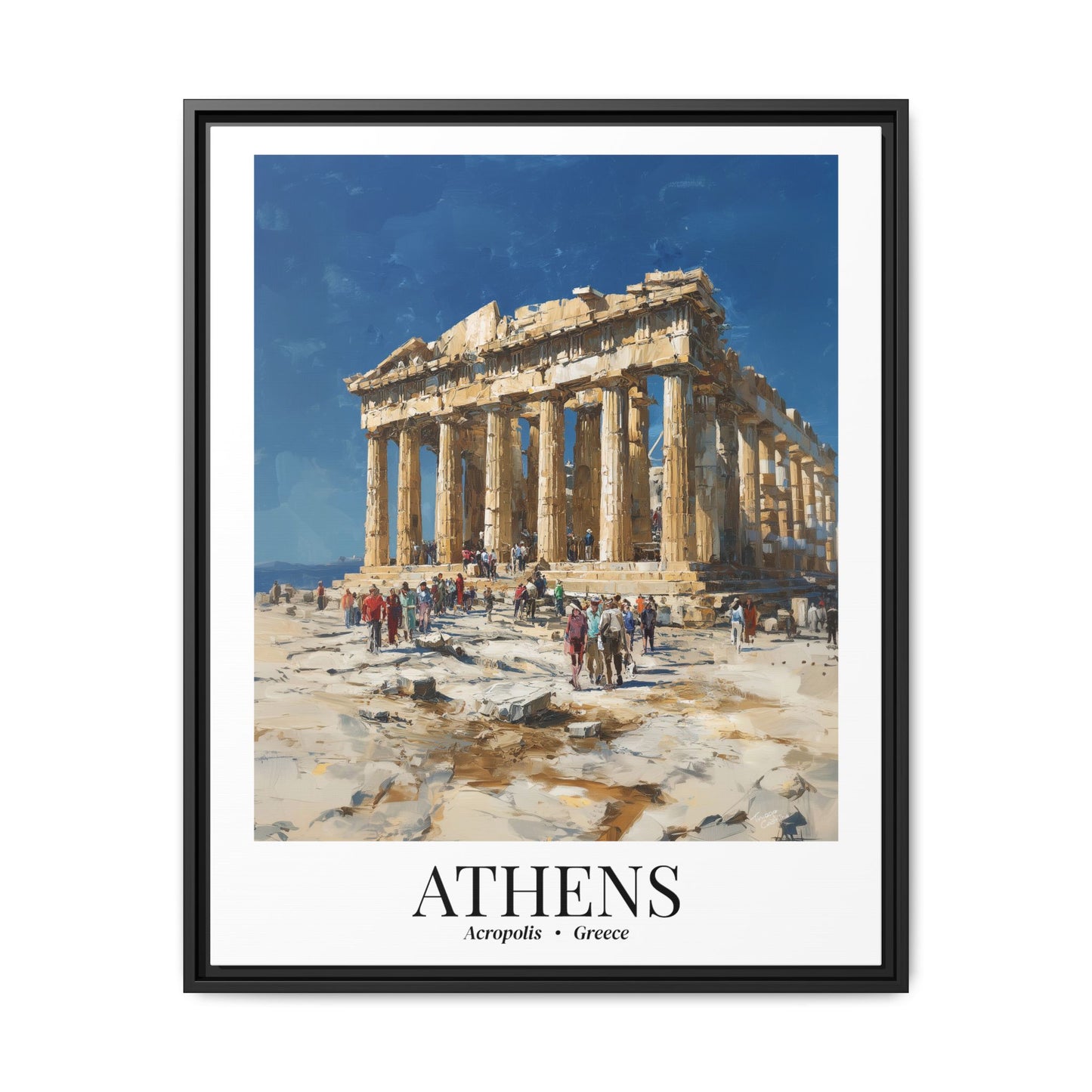 Athens Framed Canvas Wall Art – Fine Art, Parthenon Hill Acropolis Print, Travel Memory, Greece Wall Decor, Nature-Inspired Gift