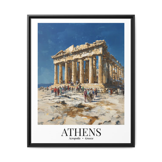 Athens Framed Canvas Wall Art – Fine Art, Parthenon Hill Acropolis Print, Travel Memory, Greece Wall Decor, Nature-Inspired Gift