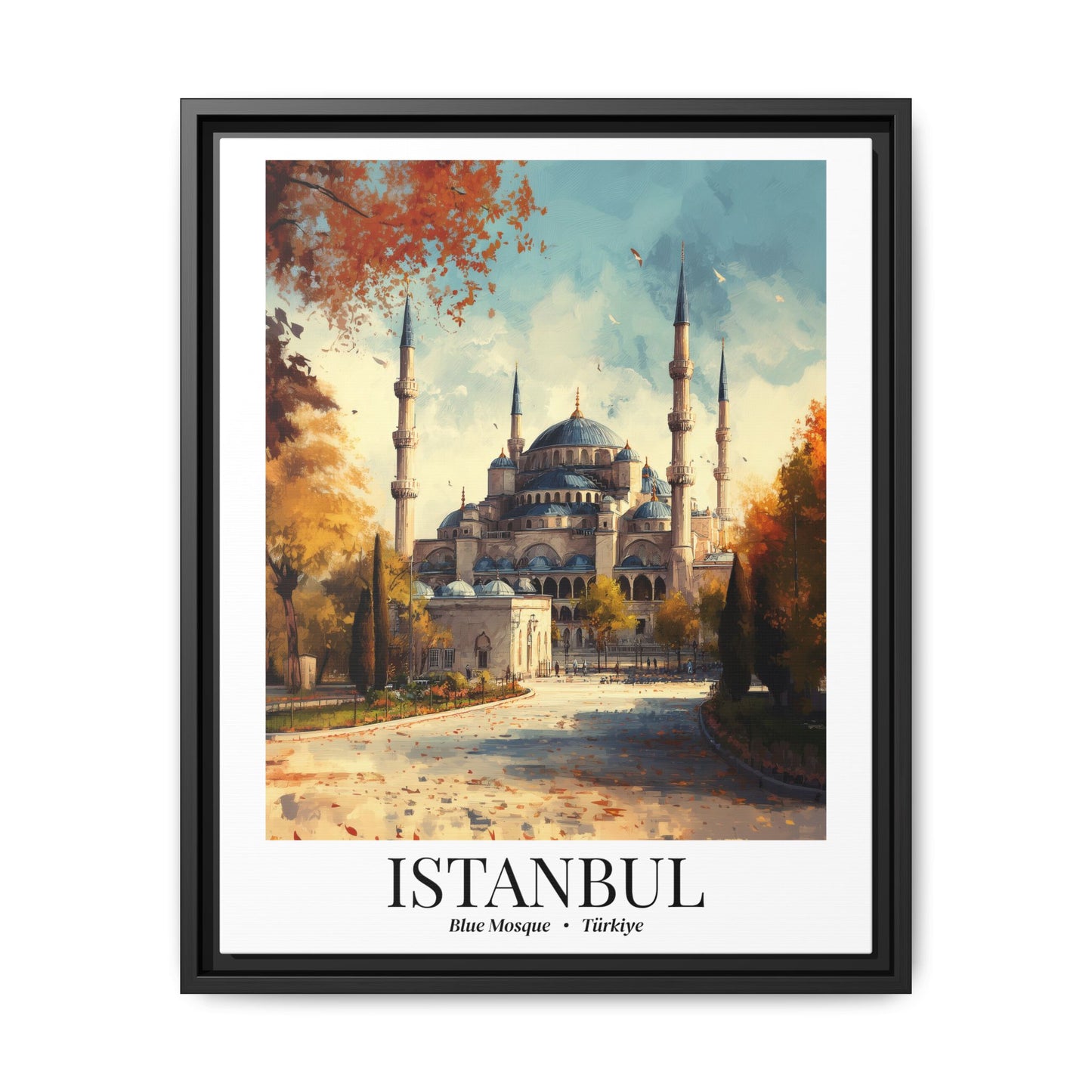 Istanbul Framed Canvas Wall Art – Blue Mosque Print, Cruise Port Memory, Turkey Travel Decor, Mediterranean Gift for Culture Lovers