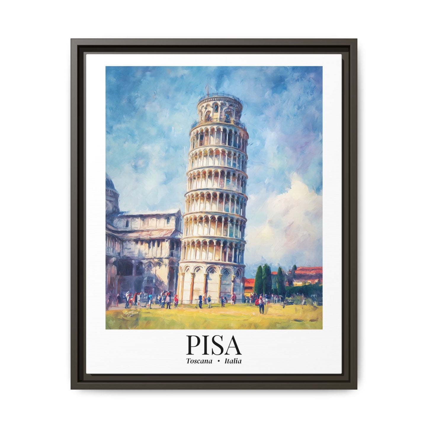 Pisa Framed Canvas Wall Art – Fine Art, Leaning Tower Print, Cruise Port Memory, Italy Travel Decor, Tuscan Gift for Architecture Lovers