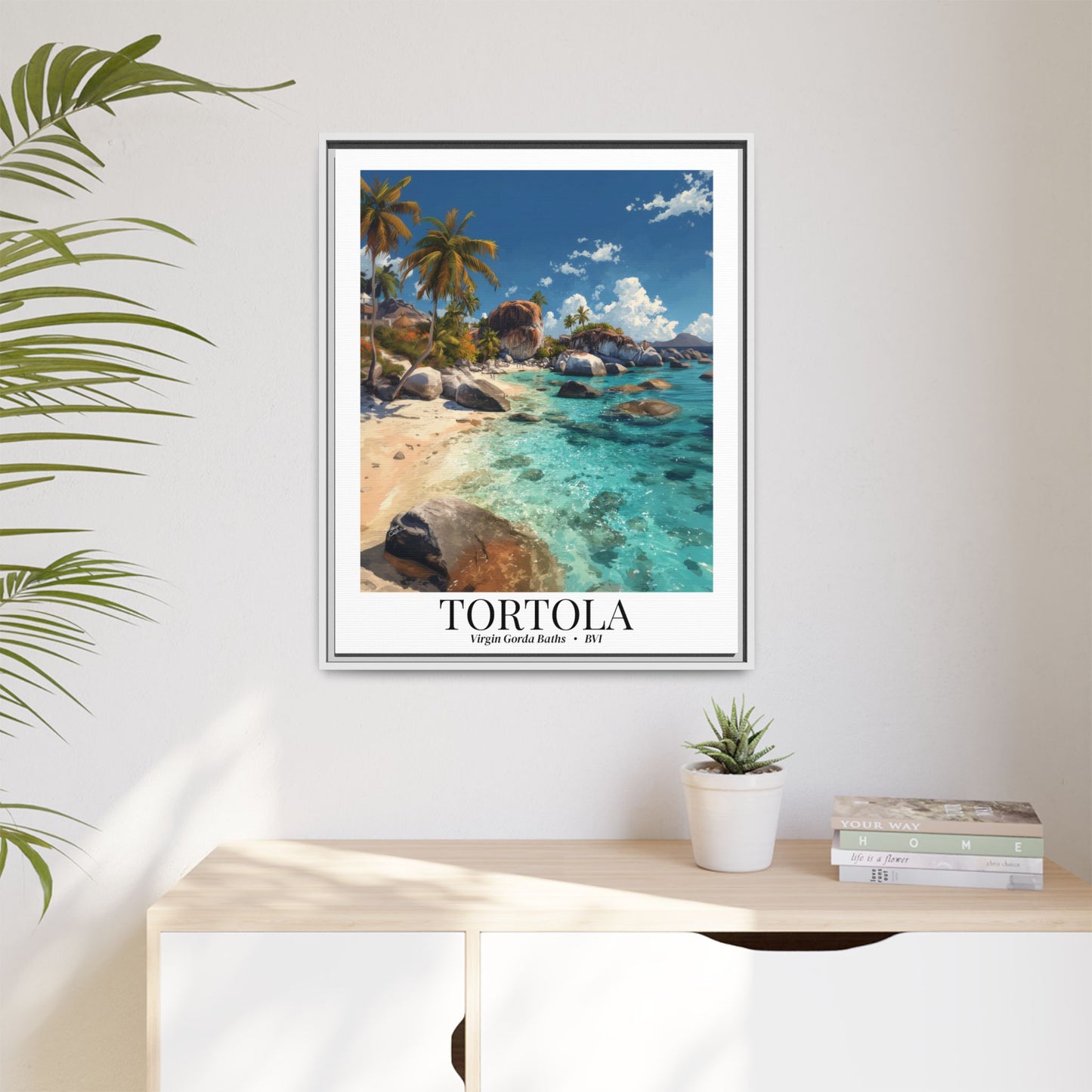 Tortola & Virgin Gorda The Baths – Fine Art Framed Canvas Print, British Virgin Islands Cruise Ship Wall Art, Exotic Rock Formations & Tropical Adventure