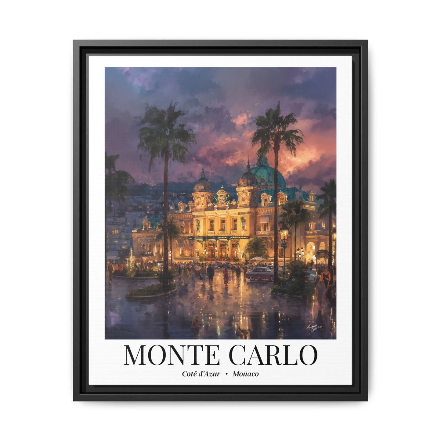 Monte Carlo Framed Canvas Wall Art – Casino de Monte-Carlo Print, Cruise Port Memory, Monaco Travel Decor, French Riviera Gift for Elegance Lovers