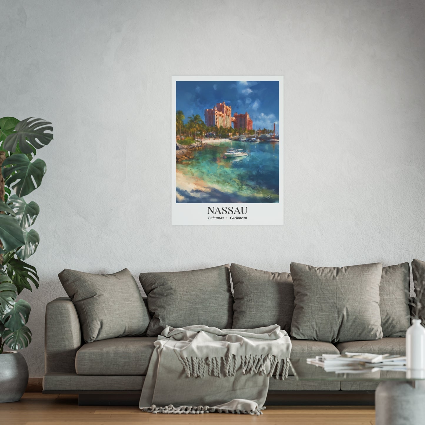 Nassau Bahamas Atlantis Resort – Fine Art Poster Print, Caribbean Cruise Ship Vacation Wall Art, Scenic Movie Landmark Decor