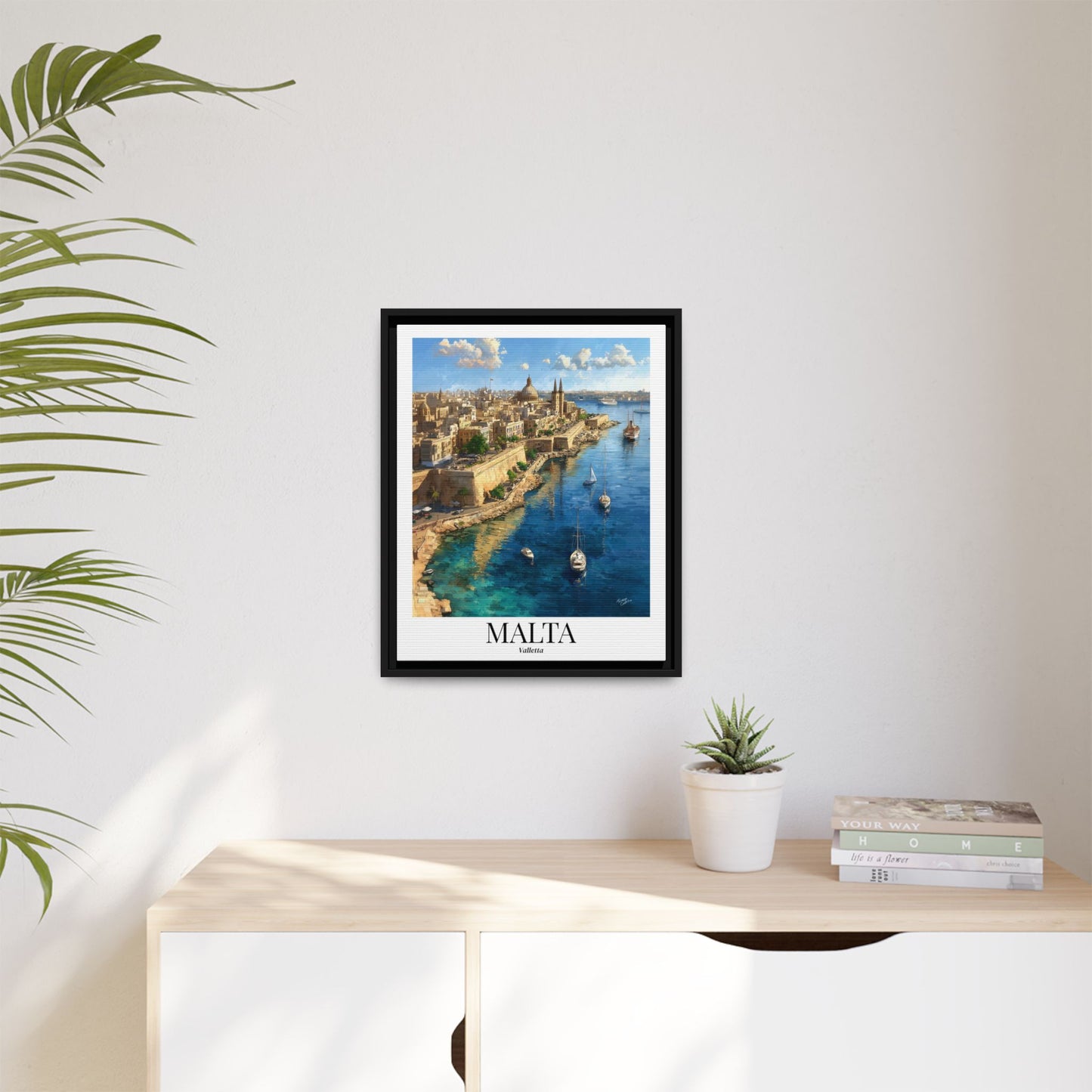 Malta Framed Canvas Wall Art – Valletta Grand Harbour Print, Cruise Port Memory, Mediterranean Travel Decor, Historic Gift for Europe Lovers
