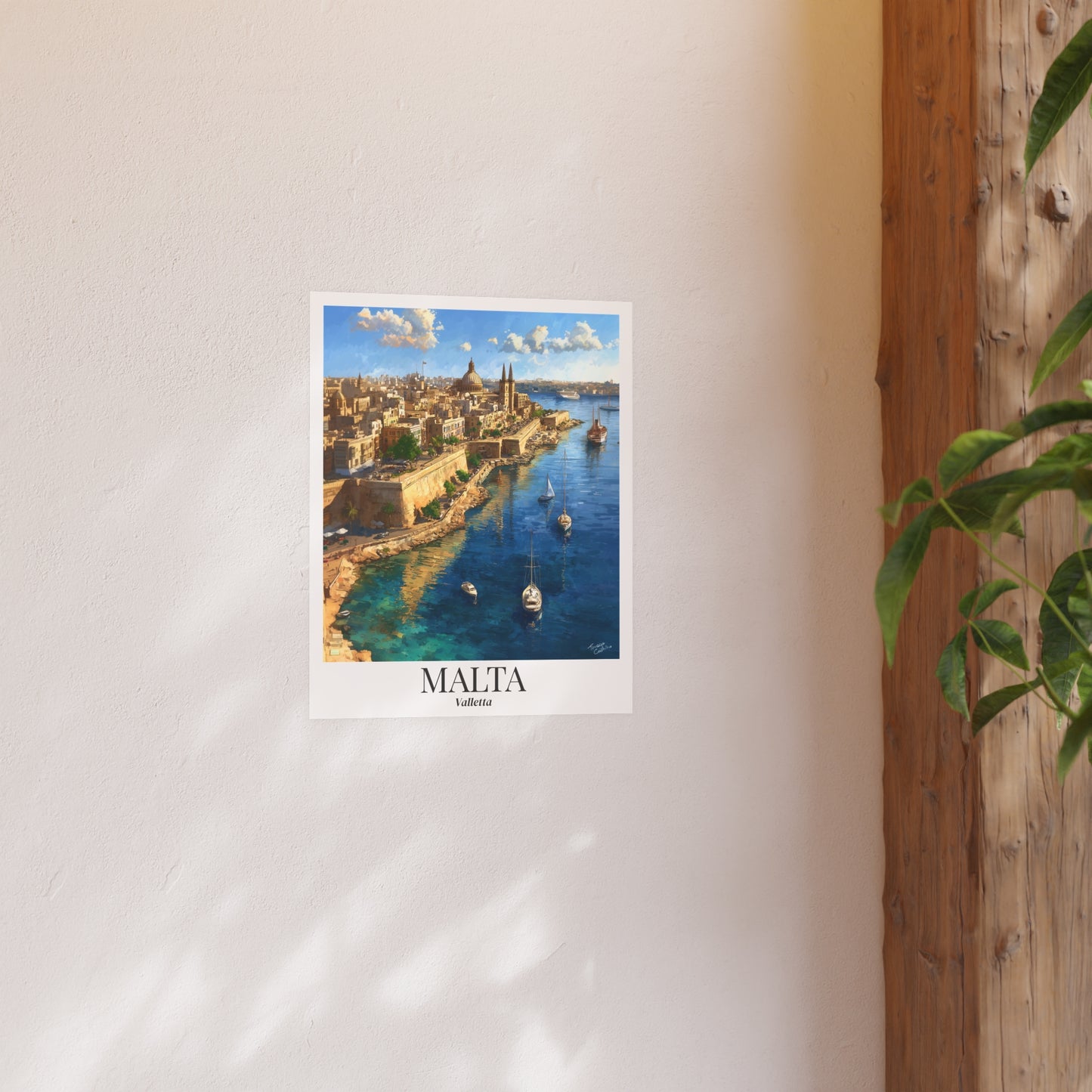 Malta Valletta – Fine Art Framed Canvas Print, Mediterranean Cruise Ship Port Wall Art, Historic Harbor Decor