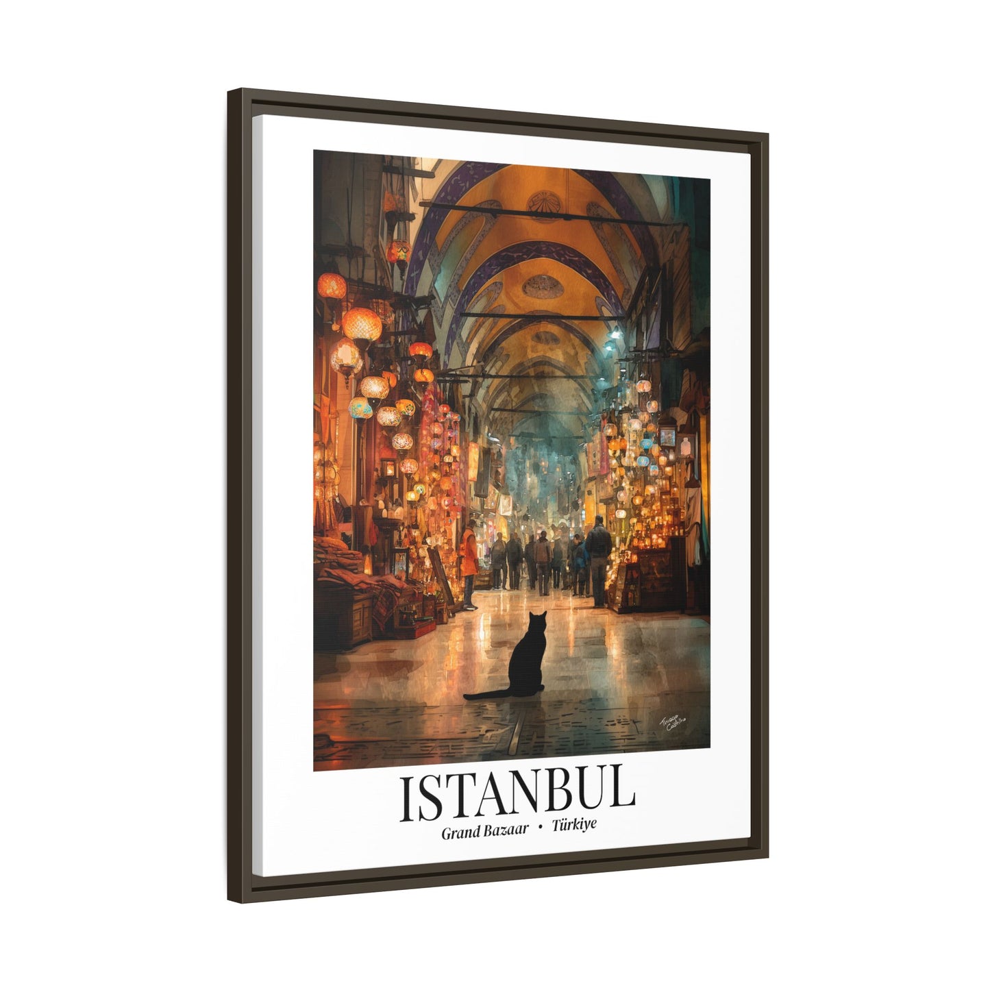 Istanbul Framed Canvas Wall Art – Fine Art, Grand Bazaar Print, Türkiye Travel Memory, Turkey Art, Cultural Wall Decor, Market-Inspired Gift