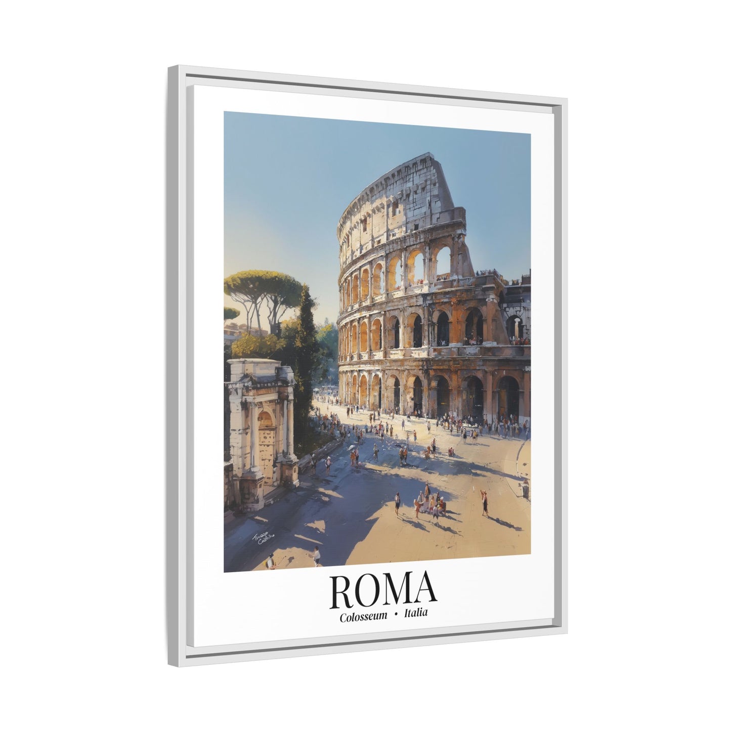 Rome Framed Canvas Wall Art – Fine Art, Colosseum Print, Cruise Port Memory, Italy Travel Decor, Roman Empire Gift for History Lovers