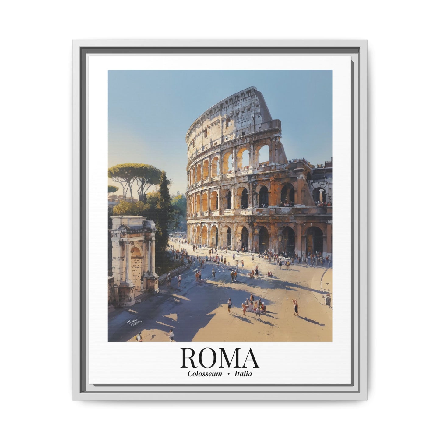 Rome Framed Canvas Wall Art – Fine Art, Colosseum Print, Cruise Port Memory, Italy Travel Decor, Roman Empire Gift for History Lovers
