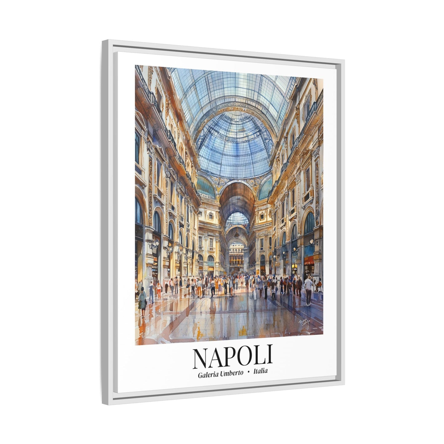Naples Framed Canvas Wall Art – Fine Art, Galleria Umberto Print, Cruise Port Memory, Italy Travel Decor, Mediterranean Gift for Culture Lovers