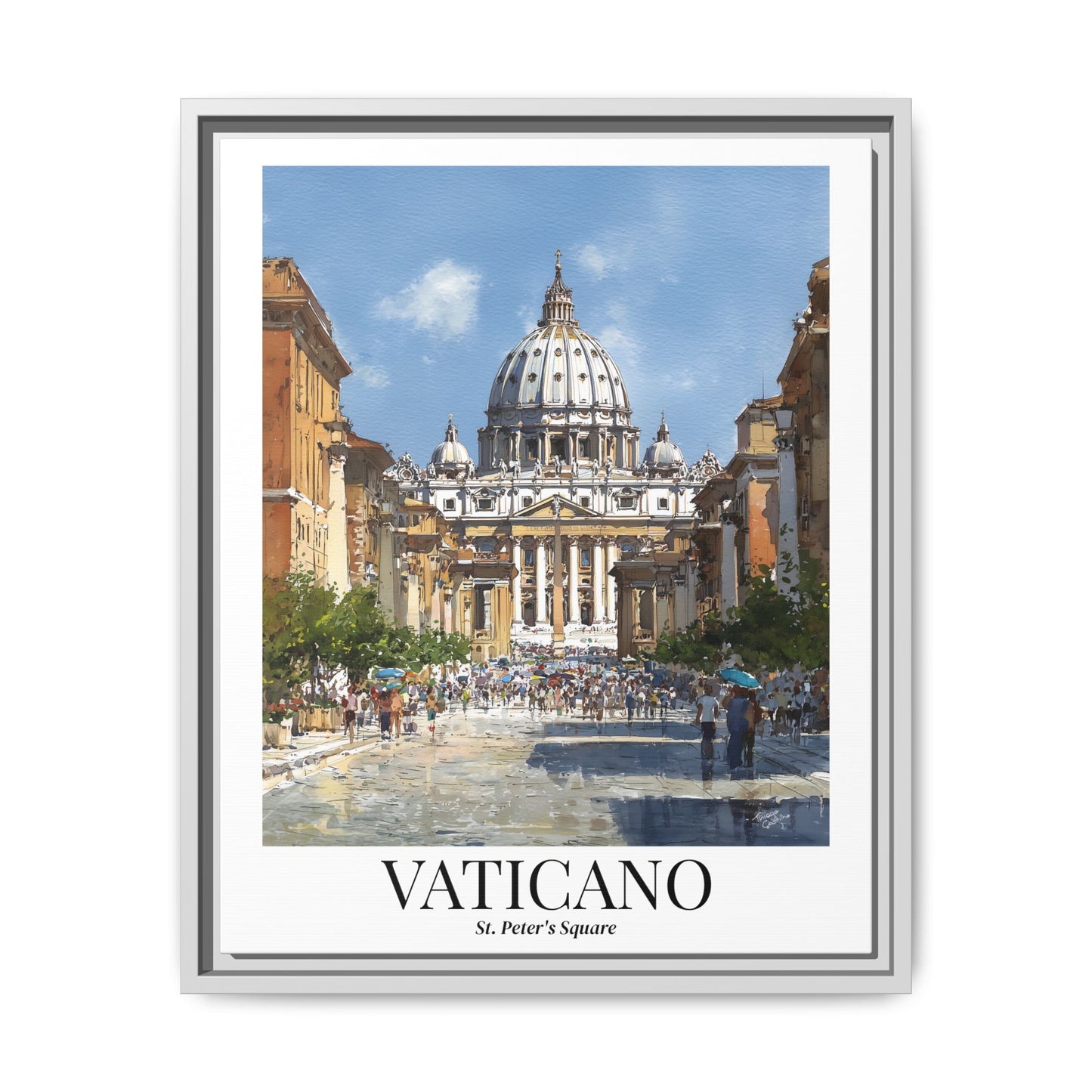 Vatican Framed Canvas Wall Art – Fine Art, St. Peter’s Square Print, Rome Cruise Port Memory, Italy Travel Decor, Sacred Landmark Gift for Pilgrims