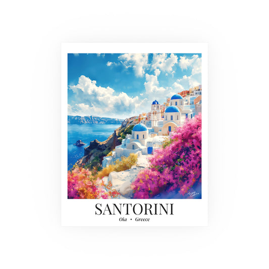 Santorini Travel Poster – Fine Art Print, Oia Sunset Artwork, Shared Memory Wall Decor, Greece Souvenir